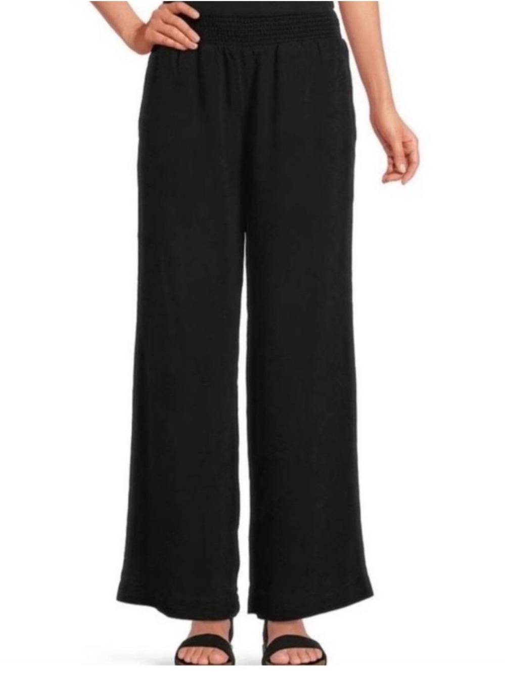 House of Harlow 1960 Smocked Waist Wide Leg Linen Pants Size Small